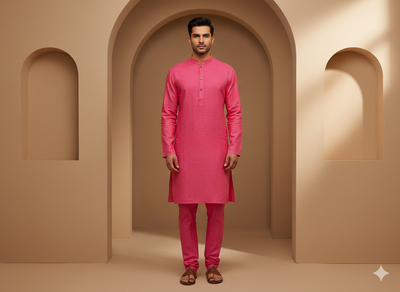 गुलाबी सादा कॉटन लिनन कपड़ा