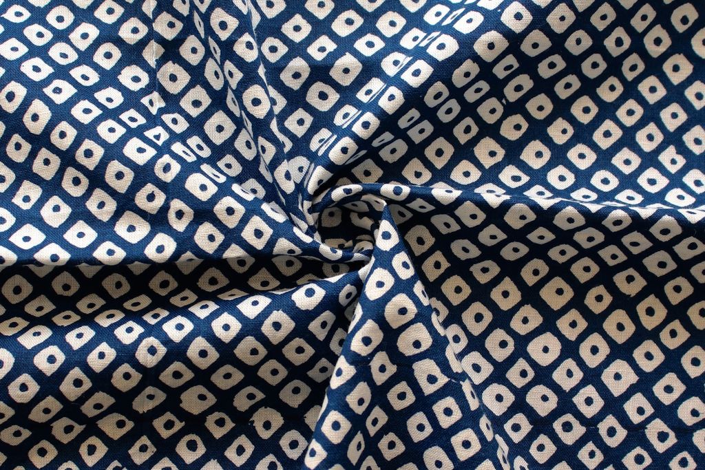 Navy Blue Traditional Printed Pure Cotton Fabric