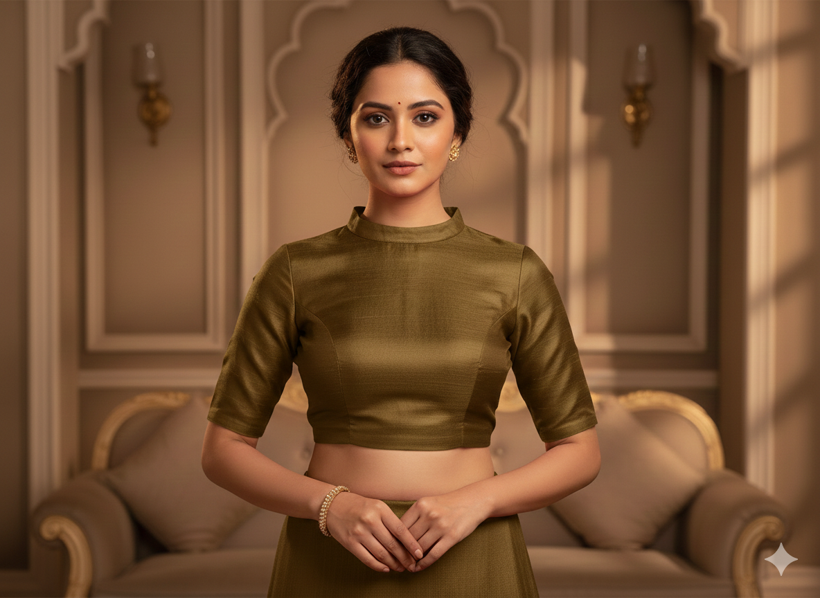 Khaki Brown Plain Bangalore Raw Silk Fabric  (Wholesale)