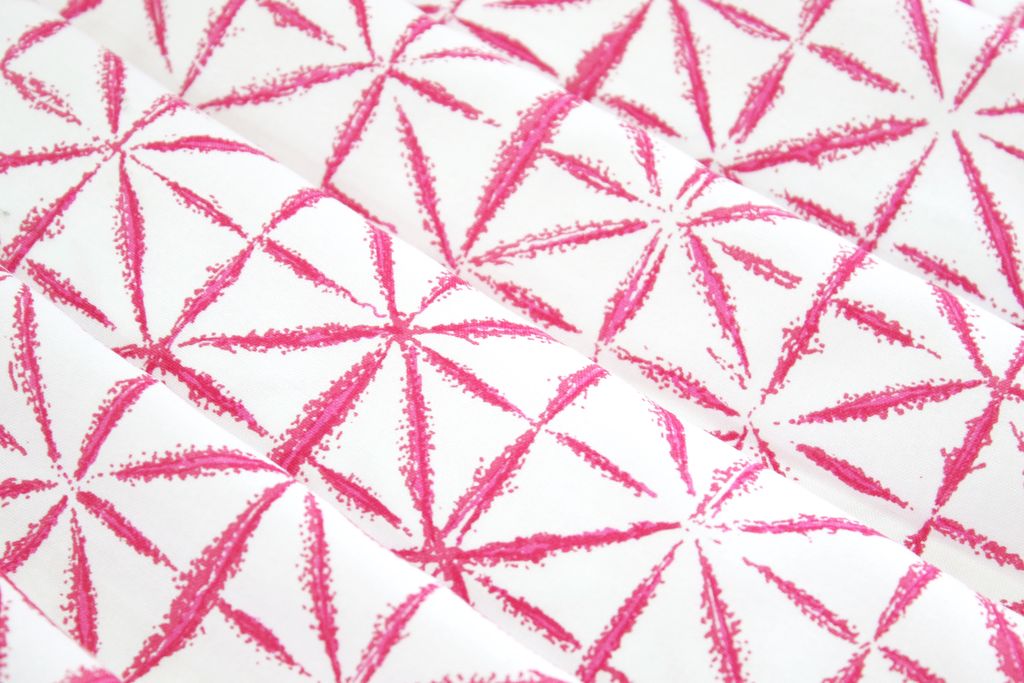 Pink & White Abstract Printed Cotton Rayon Fabric