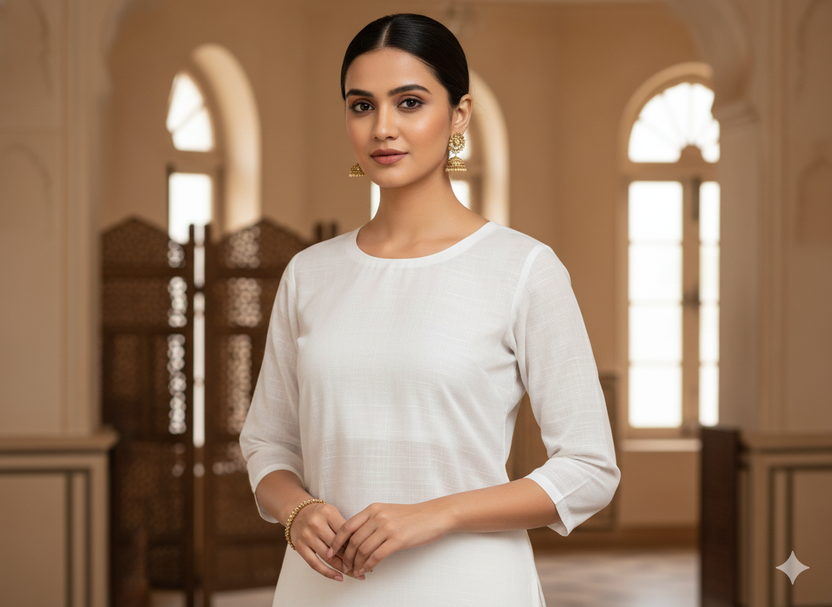 White Plain 100% Pure Mul Mul Cotton