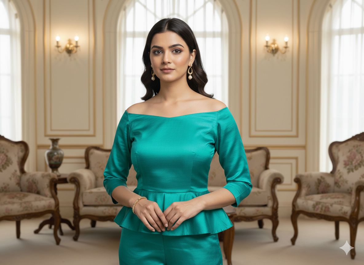 समुद्री हरा सादा शुद्ध विस्कोस गाजी रेशम कपड़ा