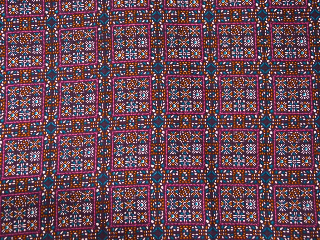 Dark Purple Square Block Dgitally Printed Butter Crepe Fabric