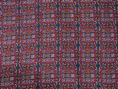 Dark Purple Square Block Dgitally Printed Butter Crepe Fabric