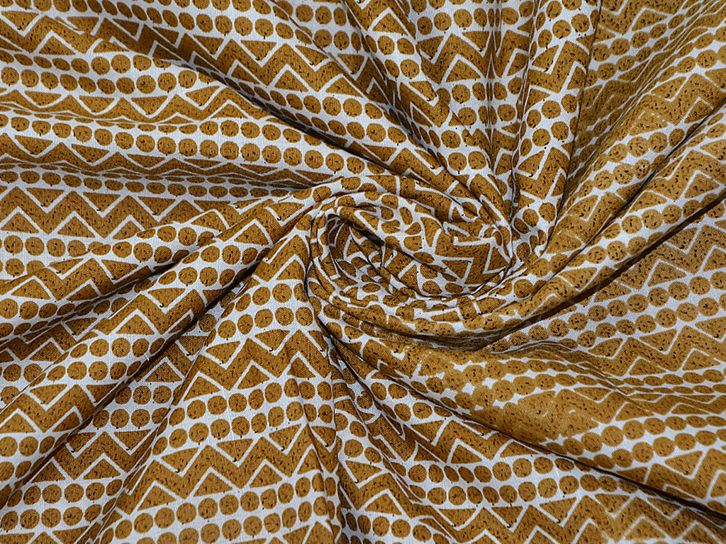 Brown & White Chevron Cotton Rayon Fabric