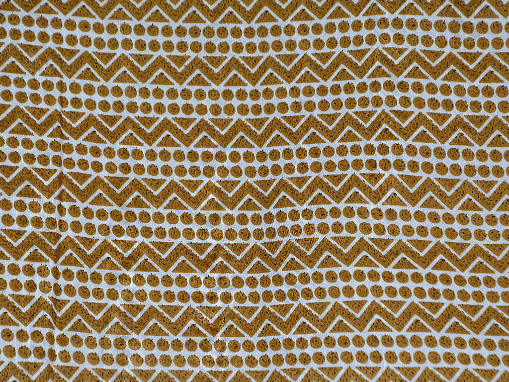 Brown & White Chevron Cotton Rayon Fabric