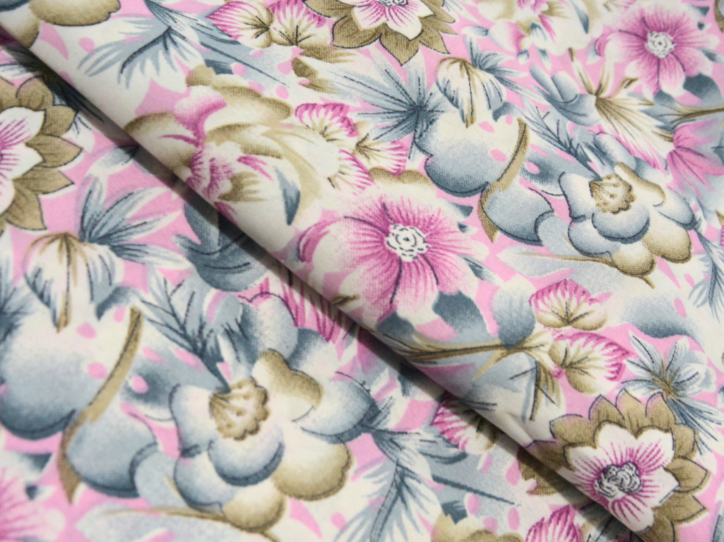 Light Purple Floral Digitally Printed Butter Crepe Fabric