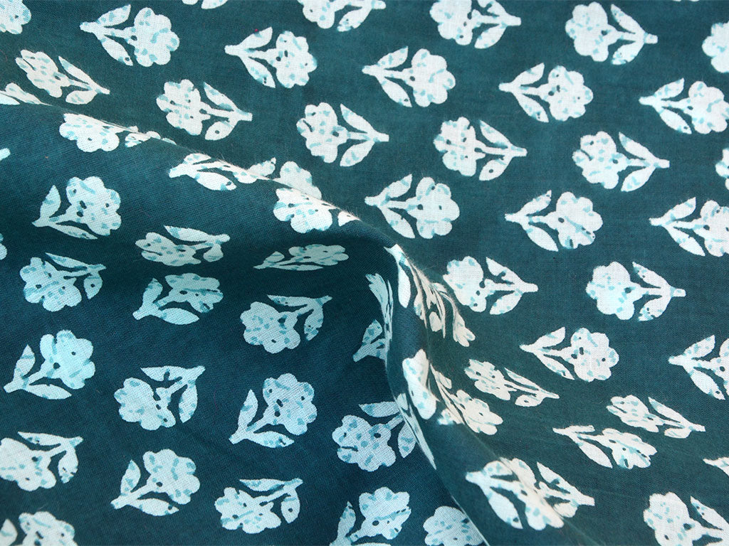 Green  Color Floral Pure Mul Mul Cotton Fabrics