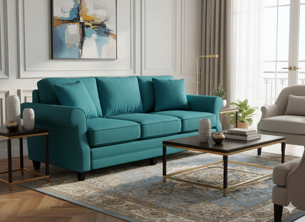 आसमानी नीला सादा भारी सूती कैनवास कपड़ा