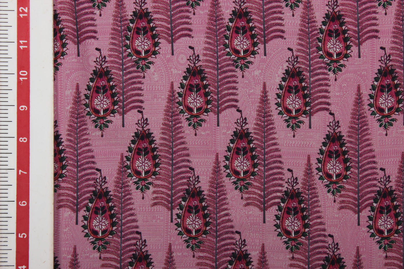 Pink Motifs Viscose Modal Fabric