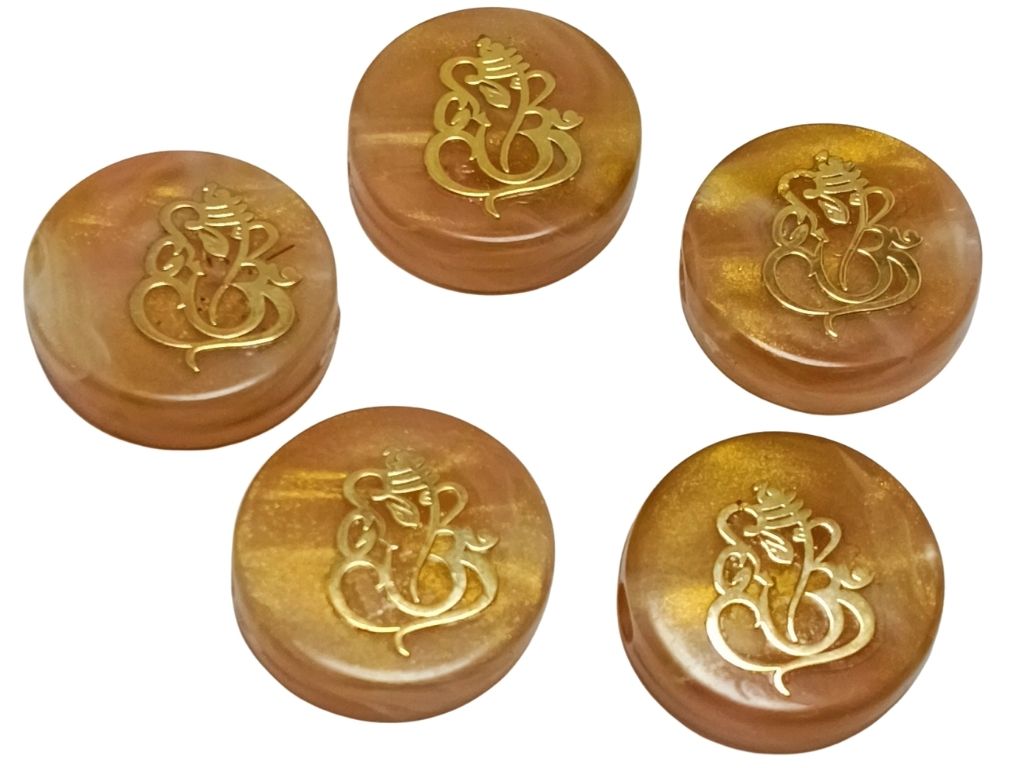 Peach Circular Resign Ganpati Charms