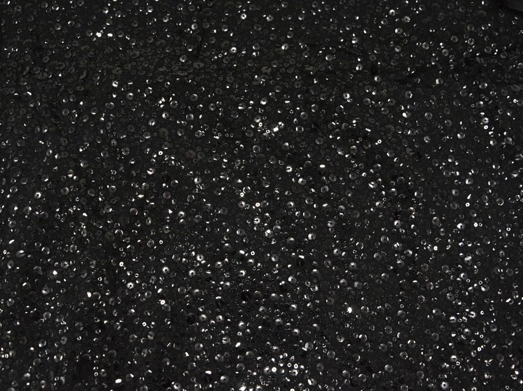 Black  Viscose Georgette With Sequins Embroidered Fabric