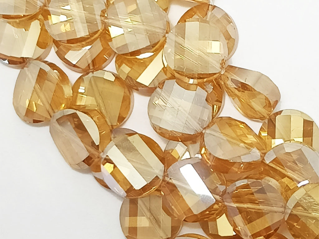 Golden Faceted Flat Crystal Beads (Wholesale)