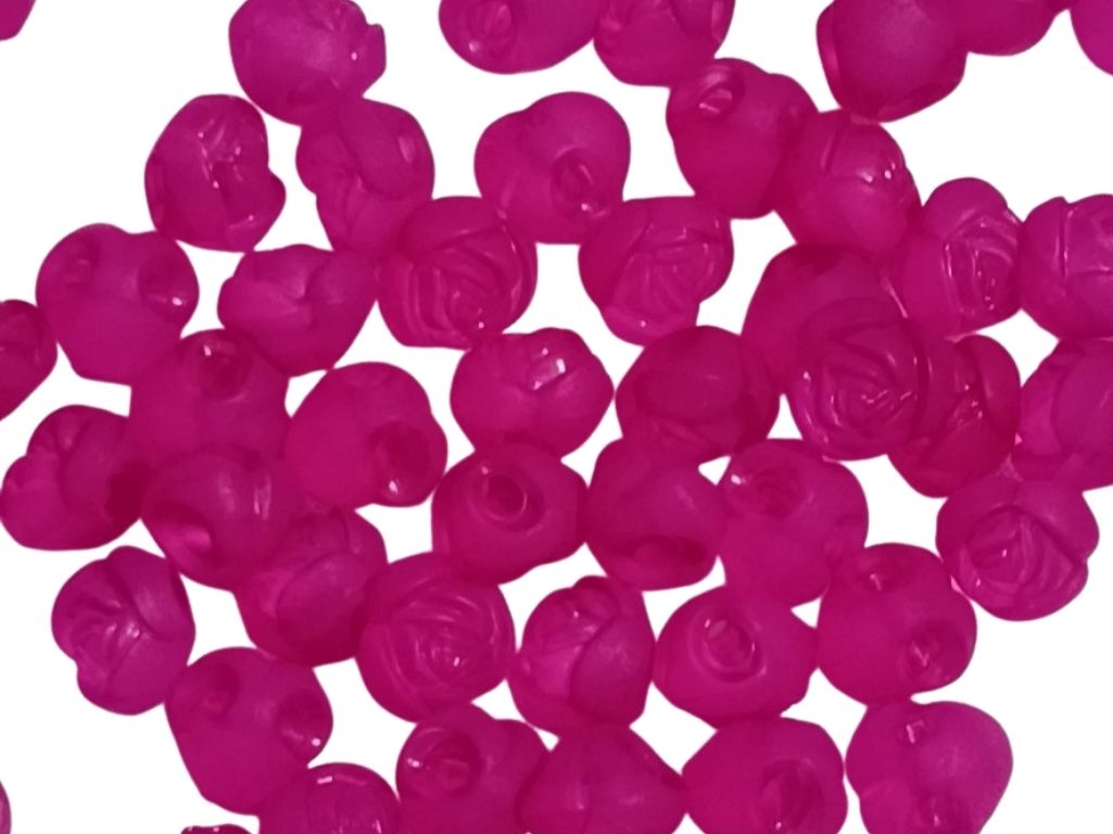 Magenta Matte Finish Rose Shaped Acrylic Beads with Back Hole