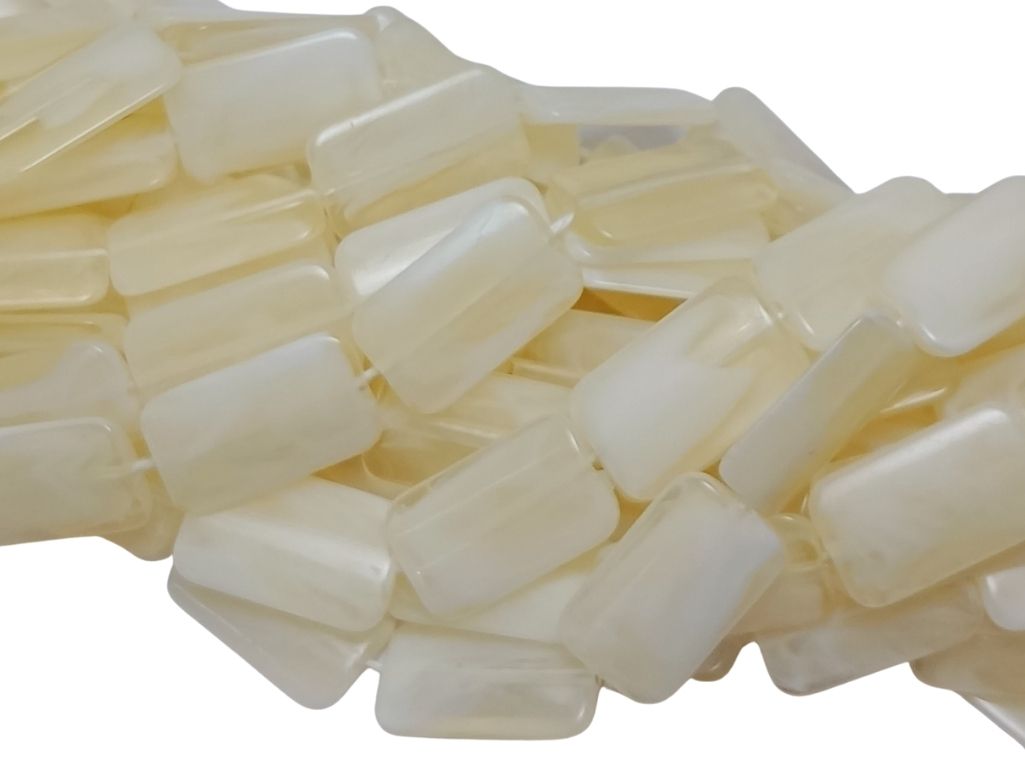 Pure White Rectangular Resin Beads