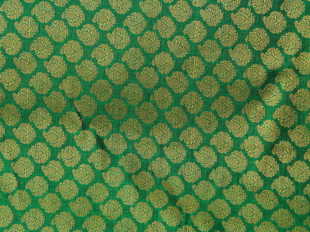 Forest Green Motifs Semi Banarasi Brocade Fabric