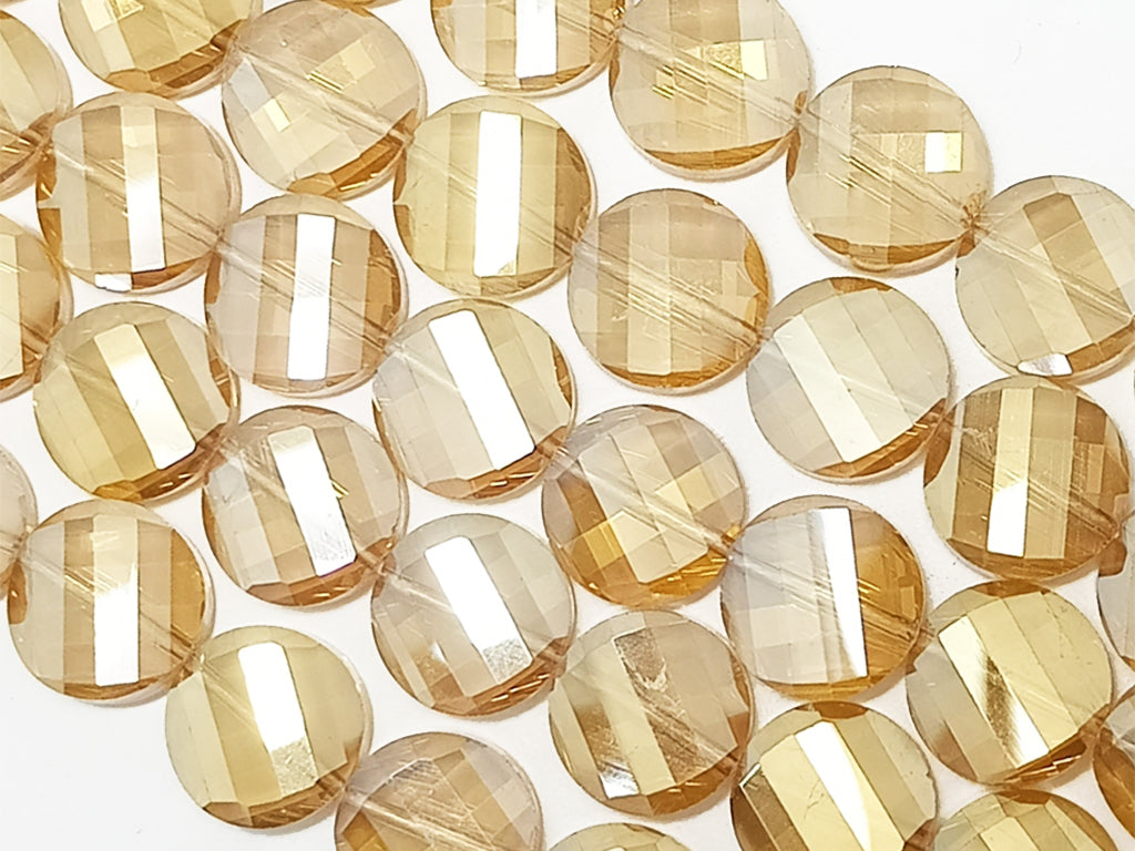 Golden Faceted Flat Crystal Beads (Wholesale)