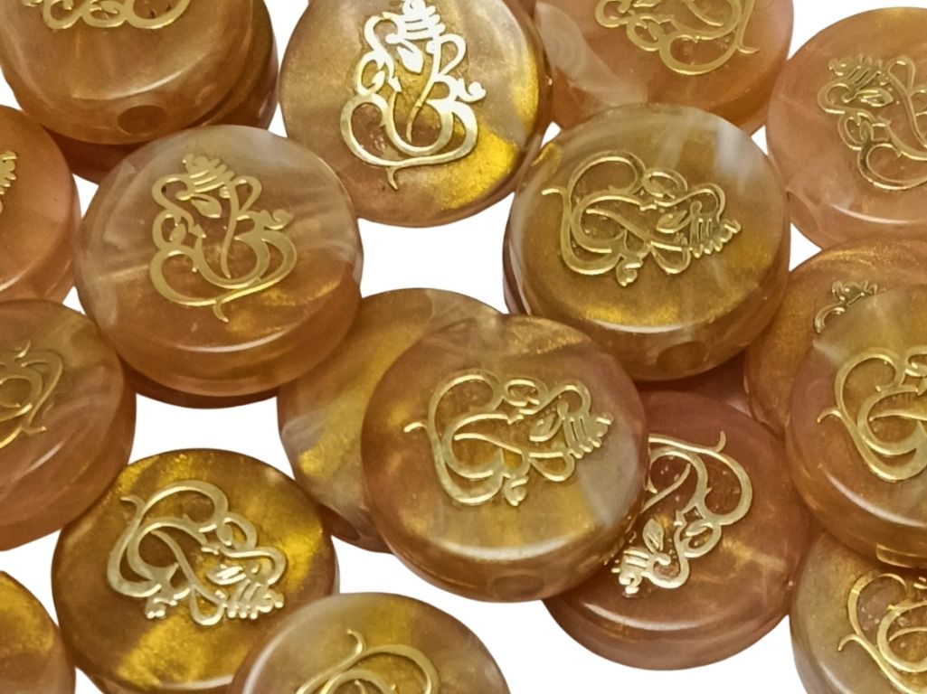 Peach Circular Resign Ganpati Charms