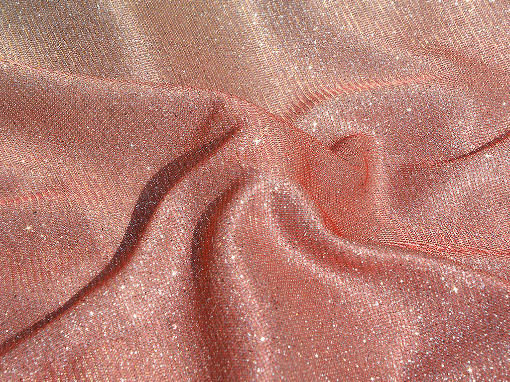 Red Metallic Silver & Golden Multi Shade Plain Shimmer Bonding Fabric