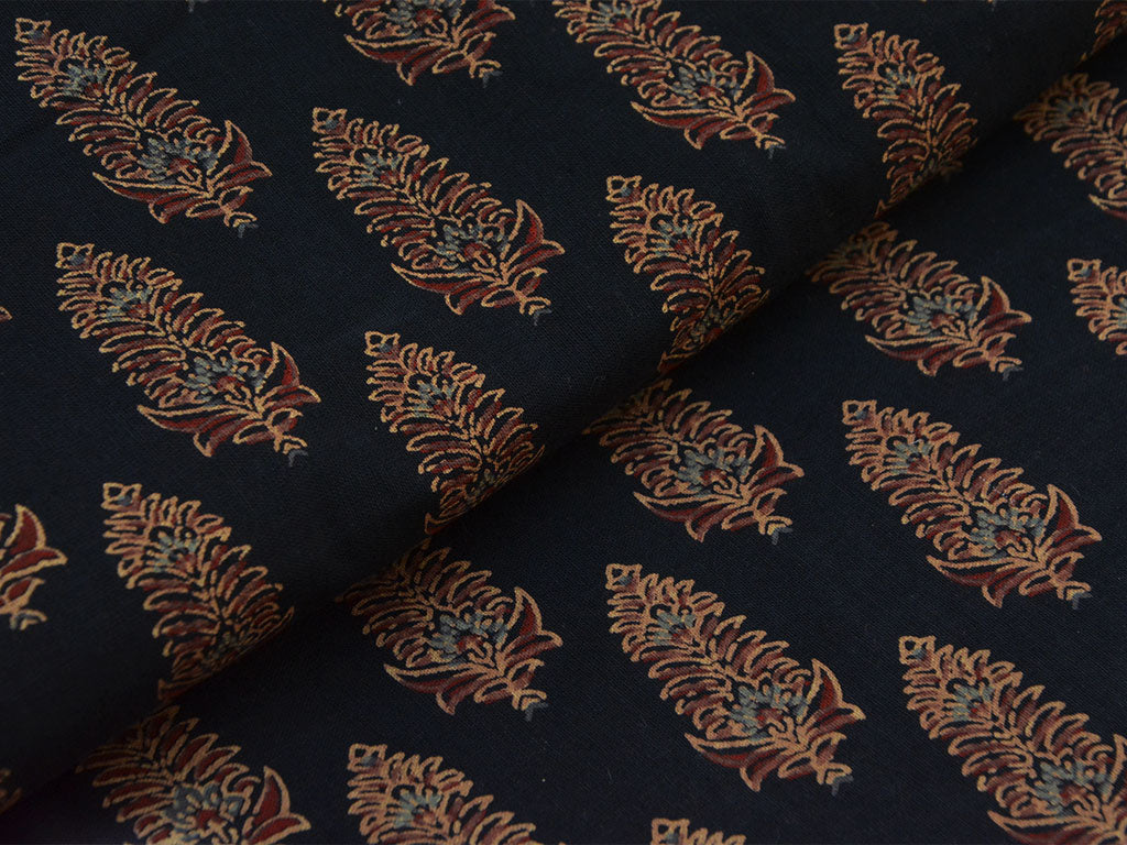 Black Ajrakh Pure Cotton Fabric