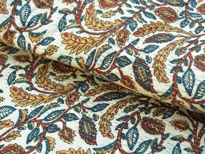 White Floral Pure Cotton Kantha Fabric