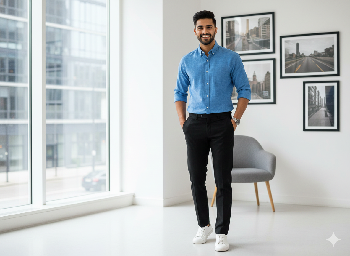 नीला सादा सूती लिनन कपड़ा