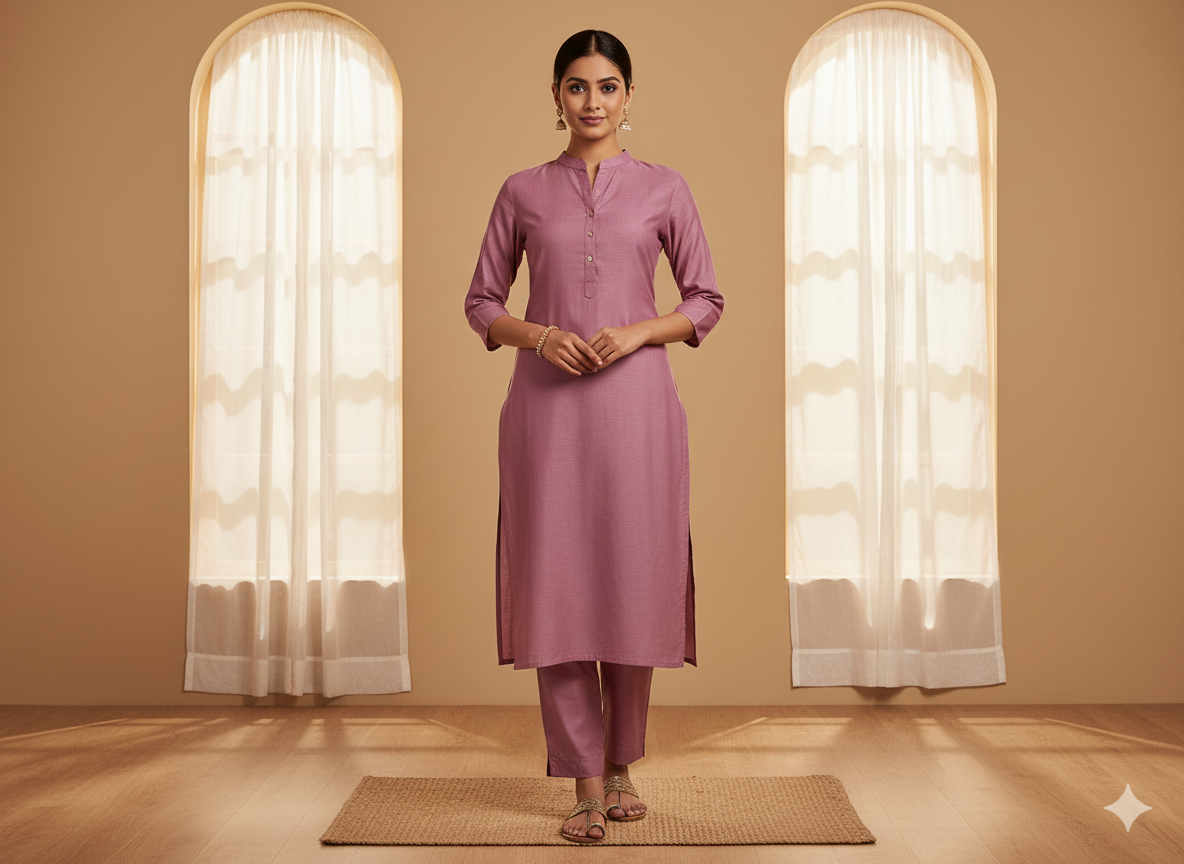 कोरल पिंक प्लेन ग्लेज्ड कॉटन फ़ैब्रिक (थोक)