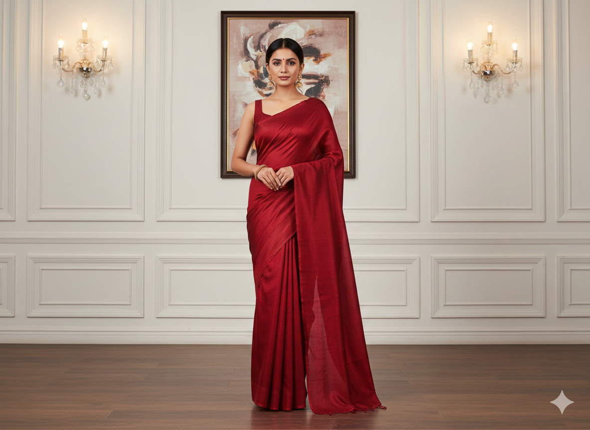 Red Plain Bangalore Raw Silk Fabric  (Wholesale)