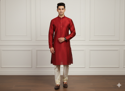 Red Plain Bangalore Raw Silk Fabric  (Wholesale)