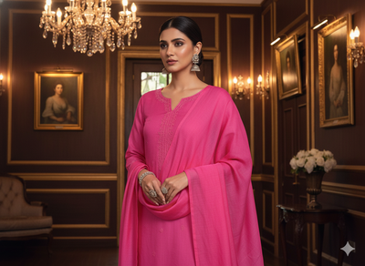 Bright Pink Plain 100% Pure Mul Mul Cotton