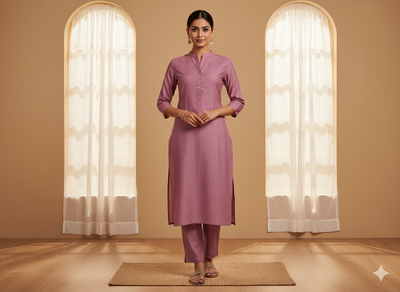 कोरल पिंक प्लेन ग्लेज्ड कॉटन फ़ैब्रिक