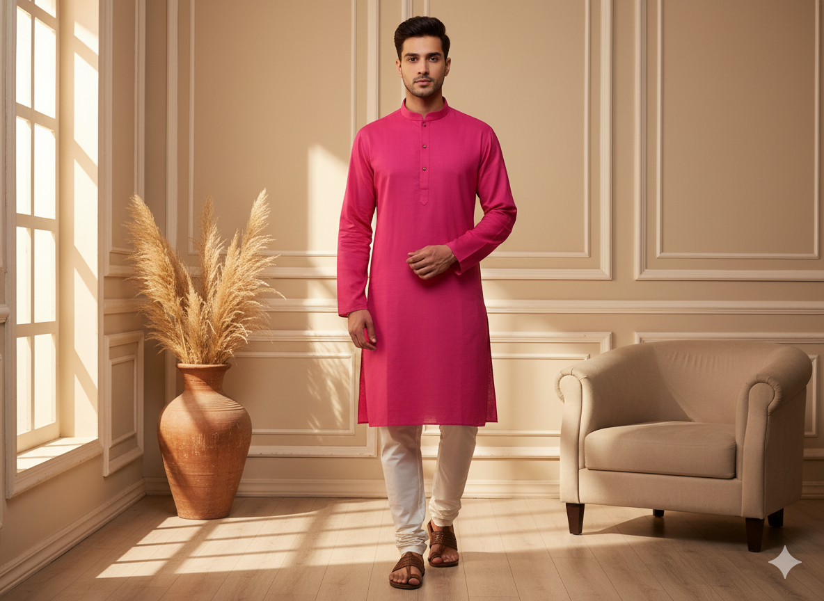 Bright Pink Plain 100% Pure Mul Mul Cotton