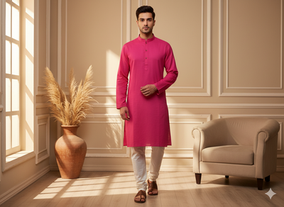 Bright Pink Plain 100% Pure Mul Mul Cotton