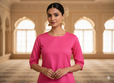 Bright Pink Plain 100% Pure Mul Mul Cotton