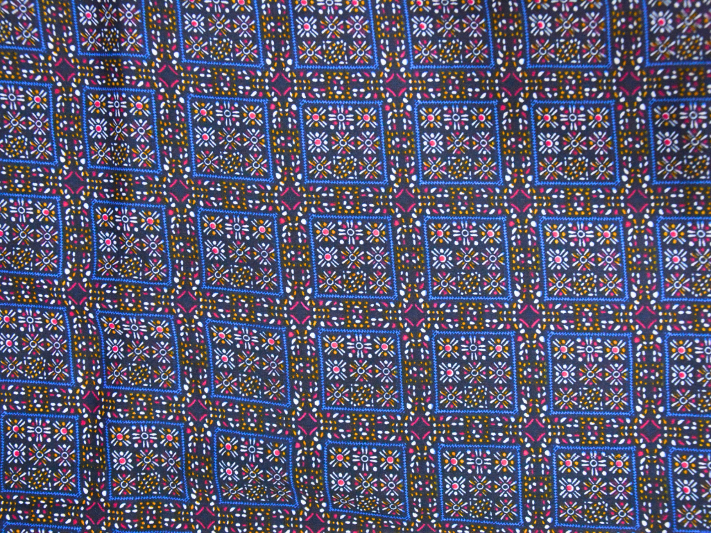 Blue Square Block Dgitally Printed Butter Crepe Fabric