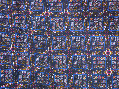 Blue Square Block Dgitally Printed Butter Crepe Fabric