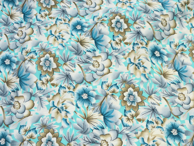 Baby Blue Floral Digitally Printed Butter Crepe Fabric