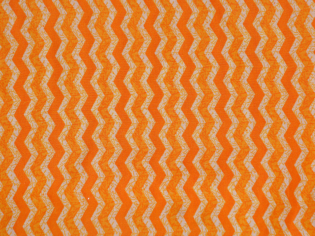 Orange & White Chevron  Pure Cotton Fabric