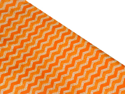 Orange & White Chevron  Pure Cotton Fabric