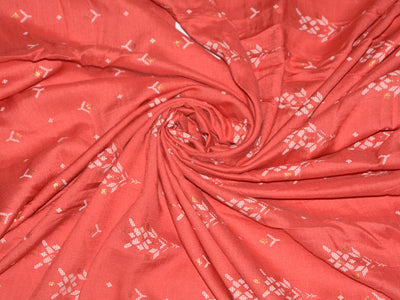 Rusty Red Floral Printed Rayon Fabric