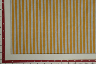 Precut of 1 Meter of Yellow & White Stripes Printed Cotton Fabric