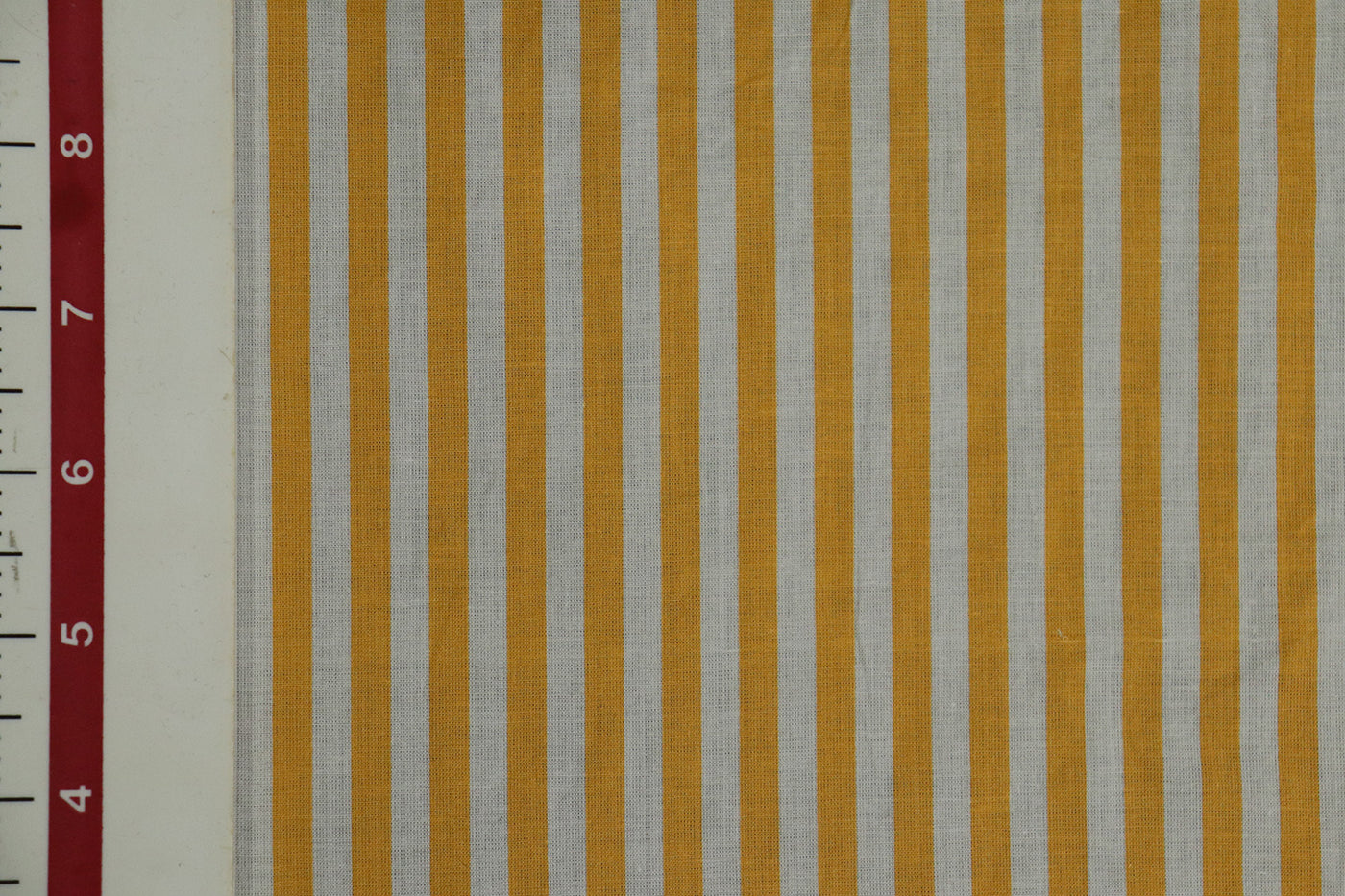 Precut of 1 Meter of Yellow & White Stripes Printed Cotton Fabric