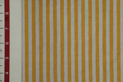 Precut of 1 Meter of Yellow & White Stripes Printed Cotton Fabric