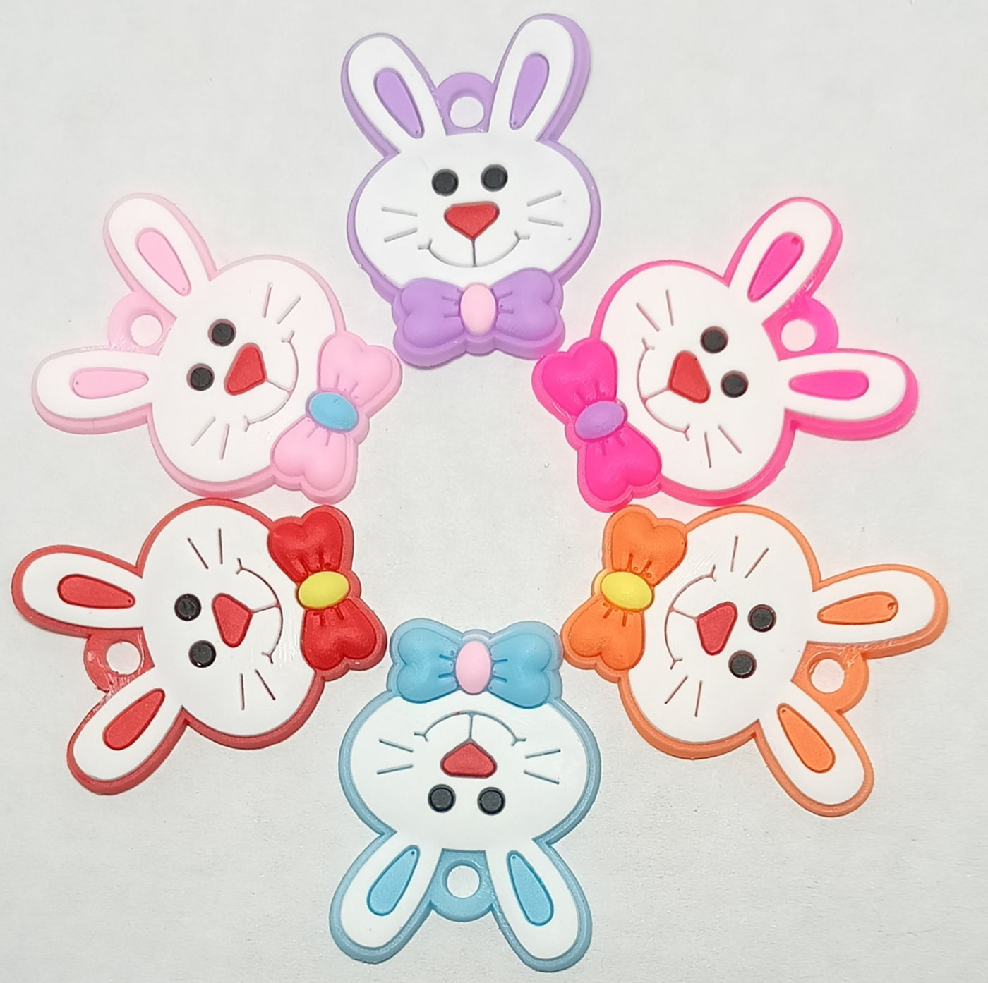 White Multicolor Polymer Clay One Hole Charms