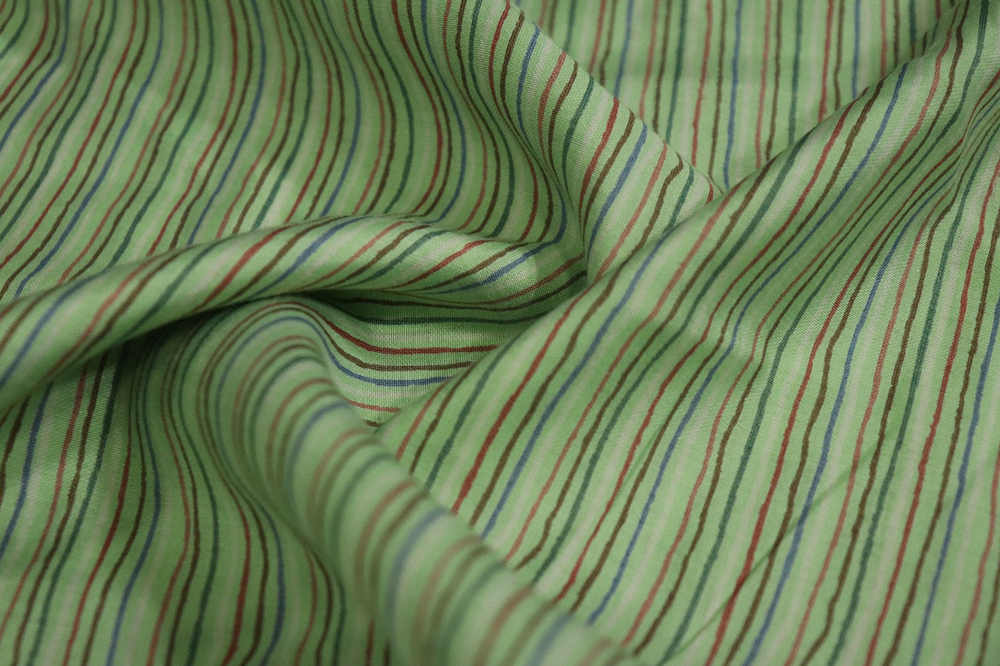 Multicolor Stripes Printed Muslin Viscose Blend Fabric