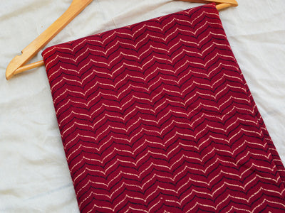 Dark Red Chevron Pure Cotton Fabric