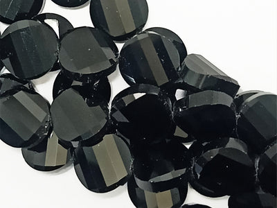 Black Faceted Flat Crystal Beads