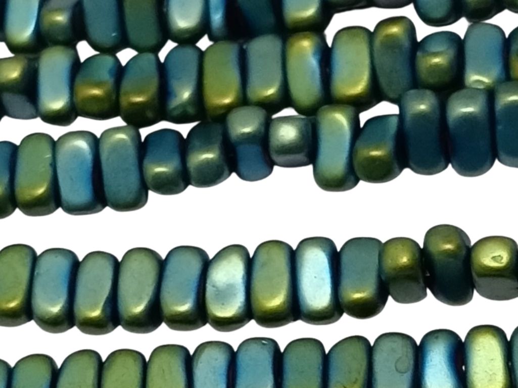 Metallic Sea Blue Oblong Haemetite Metal Beads