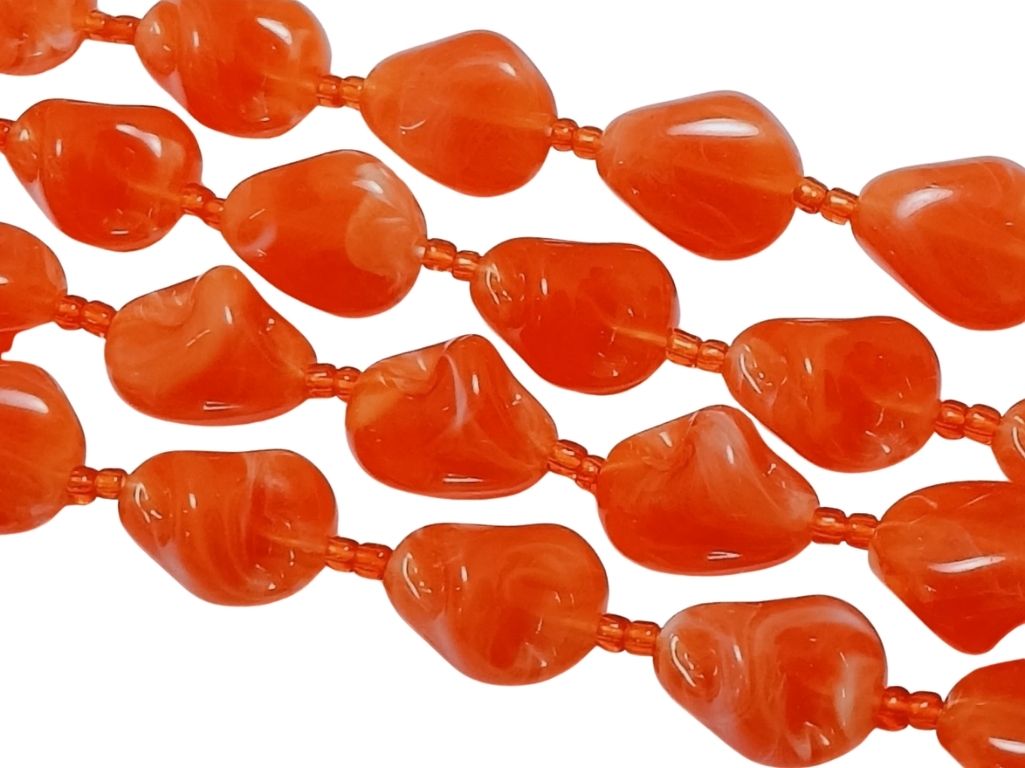 Orange Rectangular Resin Beads
