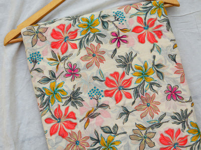 White Handblocked Pure Mul Mul Cotton Fabrics